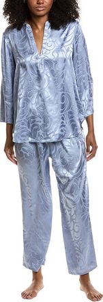 Natori 2pc Scroll Satin Jacquard Pajama Set