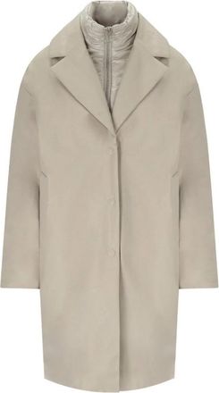 Duno Beige Katoenen Miranda Jas met V-Hals - Dames - Mantel - Beige - L - Katoen - Jassen