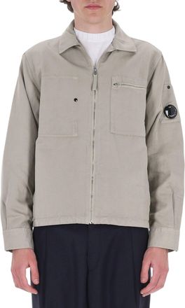 C.P. Company Grey Cotton-Linen Zip Overshirt Jacket
