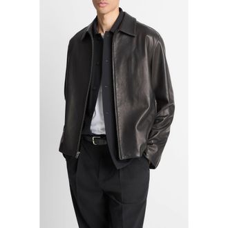 Vince Leather Jacket in Black at Nordstrom, Size Xx-Large