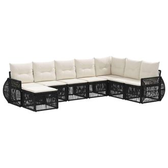 vidaXL Conjunto De Sof&aacute;s De Jard&iacute;n 8 Pcs Negro Y Blanco Crema Vidaxl