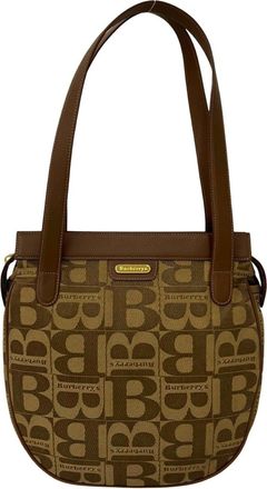 Burberry Brown Canvas Leather Shoulder Bag Tote Bag (Pre-Owned)