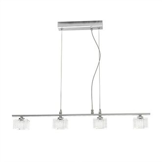 Top-Light Sospensione Contemporanea Metropolitan Metallo Cromo Vetro Trasparente 4 Luci G9