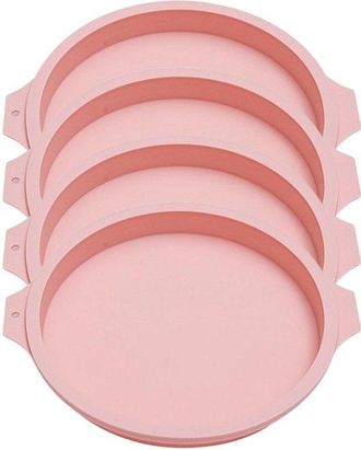 OEM Dailygoods, 4 Moldes Silicona Hornear Pasteles, Molde Redondo Silicona 20 Cm F&aacute;cil Desmolde, Moldes Silicona Pasteles Capas Tarta Queso, Rosa
