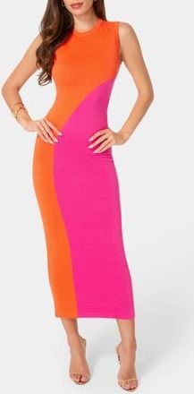 Bebe Colorblock Sleeveless Maxi Sweater Dress in Orange/Fushia at Nordstrom Rack, Size X-Large