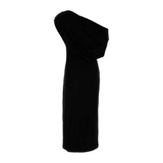 Co Party Dresses, female, Black, Size: M Draped One-Shoulder Jersey Dress