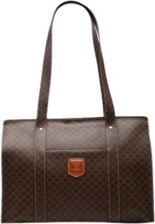 Celine Pre-owned Canvas Tote Bag - Dames - Vintage Shopper - Bruin - ONE Size - Leer - Vintage