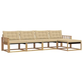 vidaXL Conjunto De Sof&aacute;s De Exterior Con Coj&iacute;n 5 Pcs Y Beige Vidaxl
