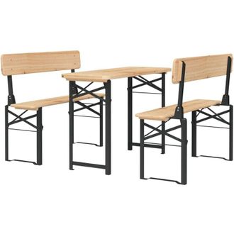 vidaXL 3 Piece Folding Beer Table Set Solid Wood Fir Vidaxl