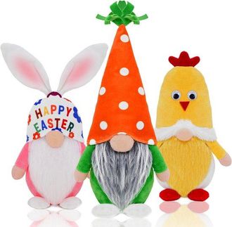 OEM Adorno De Conejito De Pascua - 3 Piezas, Pareja De Ancianos Sin Rostro, Figura, Decoraci&oacute;n Del Hogar