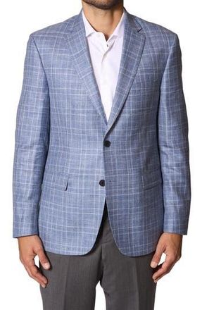 JB Britches Plaid Wool & Silk Blend Sport Coat in Light Blue at Nordstrom Rack, Size 38Regular