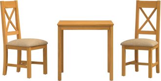 vidaXL Conjunto De Comedor 3 Uds. Beige Madera De Roble S&oacute;lido Vidaxl