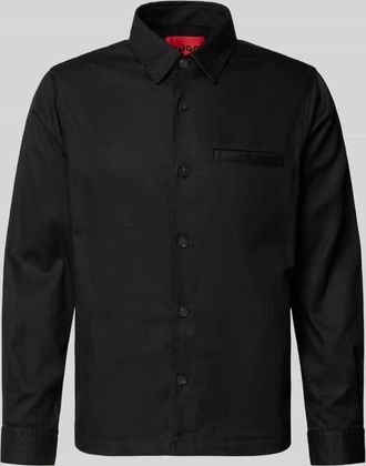 HUGO BOSS Regular Fit Hemdjacke aus Lyocell-Baumwoll-Mix Modell ENOCK in Black, Gr&ouml;&szlig;e XXL
