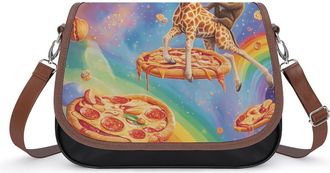 Generic Monkey Giraffe Pizza Slice Galaxy Small Womens Crossbody Bags Shoulder Handbag with Adjustable Strap for Travel