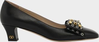 Valentino Garavani Bowow Studded Bow Leather Pumps