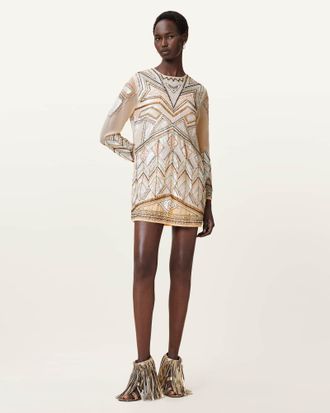 AllSaints Noushka Embellished Mini Dress