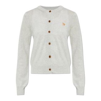 Maison Kitsun&eacute; Cardigans, female, Gray, Size: XS Baby Fox Merino Regular Cardigan