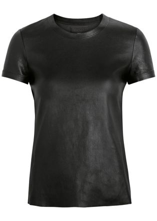 Stouls 05 Stretch-leather T-shirt - Black - S (UK8-10 / S)