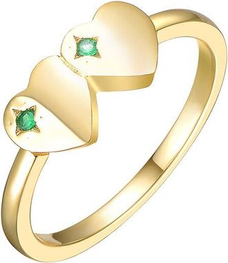 Rachel Glauber 14K Plated Cz Heart Ring