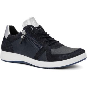 Ara Riviera Side Zip Sneaker in Navy/Silver at Nordstrom, Size 11.5