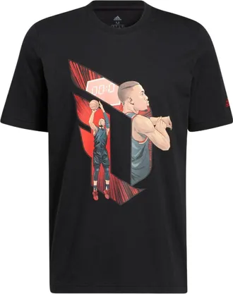 adidas Dame Casual Basketball Cartoon Character Sports Round Neck Breathable Short Sleeve Black HS4322