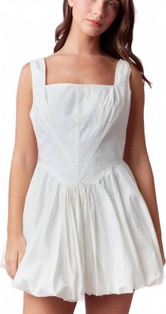 Peach Love California Cute And Sweet Bow Bubble Hem Mini Dress In Off White