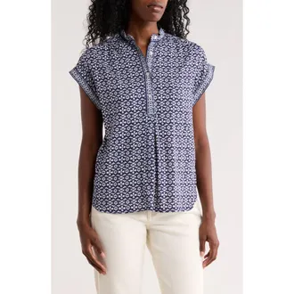 Max Studio Patterned Top in Navy/Cream Ornate Elegance at Nordstrom Rack, Size X-Small