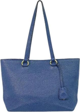 Prada Pre-owned Leren Tote Bag - Dames - Vintage Shopper - Blauw - ONE Size - Leer - Vintage
