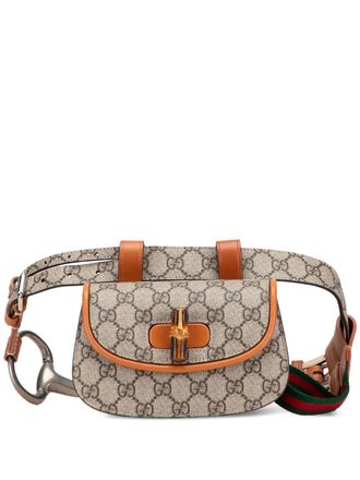 Gucci 2016-2025 Mini GG Supreme Web Bamboo 1947 belt bag - women - Fabric/Calf Leather/Leather - One Size - Brown