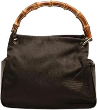 Gucci Pre-owned Nylon Handbag - Dames - Vintage Handtas - Bruin - ONE Size - Nylon - Vintage