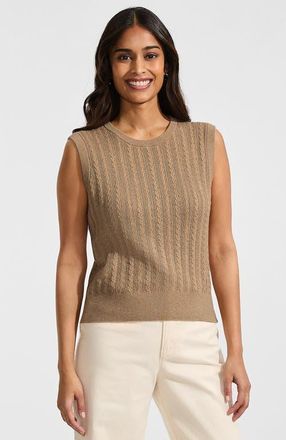 Lands End Cotton Pointelle Shell Sweater in Vicuna Heather at Nordstrom, Size X-Small