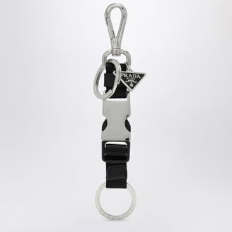 Prada Black keychain with snap buckle