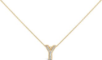 House of Brilliance Yellow Gold Vermeil.925 Sterling Silver Diamond Accent A-Z Initial Bubble Pendant Necklace
