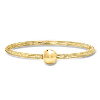 Ross-Simons Italian 10mm 14kt Yellow Gold Bead Mesh Stretch Bracelet