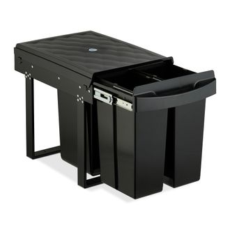 Relaxdays Relaxdays Cubo De Basura Cocina, 3 Espacios, 20l, 2x 10l, 41,3x34x51,8cm, Extra&iacute;ble, Papelera Reciclaje Fregadero, Negro