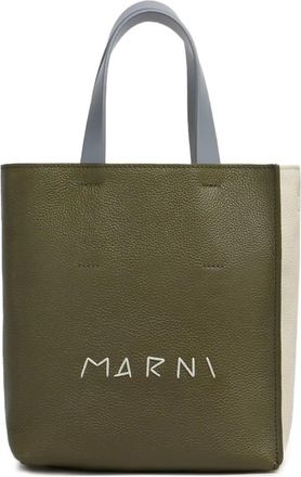 Marni Borsa tote in pelle con logo - Verde
