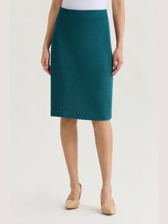 Misook Tonal Grid Straight Knit Skirt in Spruce at Nordstrom, Size Xx-Large