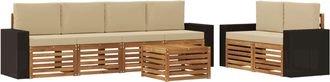 vidaXL Conjunto De Sof&aacute;s De Exterior 7 Uds. Natural Y Beige Vidaxl