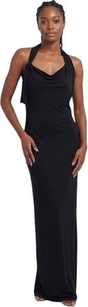 Saint Laurent Black Halter Neck Full Length Dress