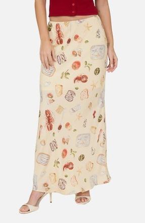 Blu Pepper Print Midi Skirt in Light Khaki Multi at Nordstrom Rack, Size Medium