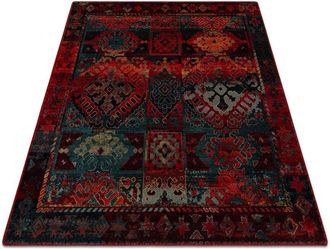 RugsX Rugsx - Alfombra De Lana Omega Avar Cuadrado Marco, Diamantes, Oriental - Rojo Rub&iacute; Red 200x200 Cm