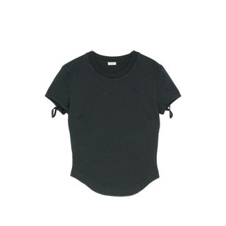 Covert Bow-detail Curved-hem T-shirt
