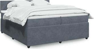 vidaXL Cama Box Spring Con Colch&oacute;n Terciopelo Gris Oscuro 200x200 Cm