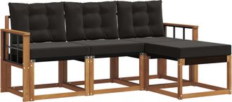 vidaXL Conjunto De Sof&aacute;s De Exterior 4 Uds. Natural Y Negro Vidaxl