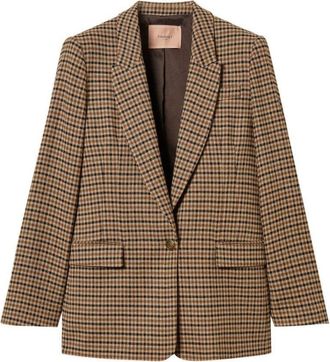 Twin-Set Checkered Tailored Blazer With Notched Lapels