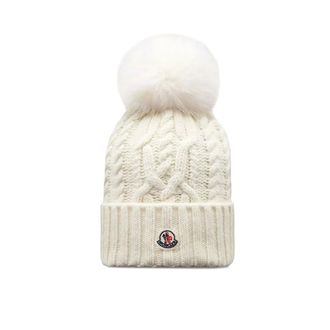 Moncler Berretto Tricot - Dames - Accessoires - Wit - Maat: ONE Size Wol