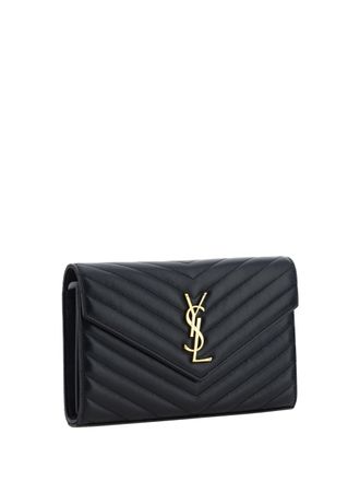 Saint Laurent Womens Monogram Wallet Nero Lamb Ovis Aries Shoulder Bags