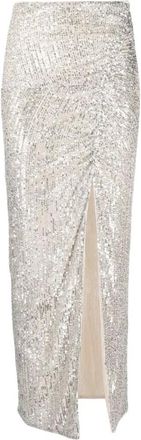 Self Portrait Rokken, Dames, Grijs, S, Pailletten, AW22-019s Elastische pailletten maxi rok