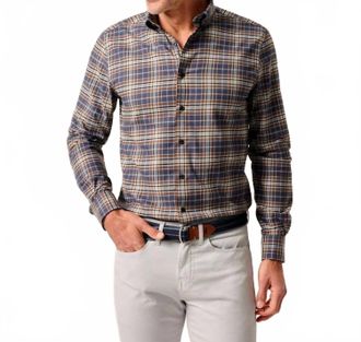 Johnnie-O Mens Kamper Performance Flannel Button Down Shirt In Charcoal