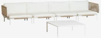 Sklum Sklum - Sof&aacute; Modular De Jard&iacute;n De 4 Piezas Con 2 Sillones Esquineros Y Mesa De Centro Roubly